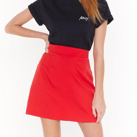 Red Mini Skirt Size 4 Nasty Gal - Picture 1 of 4
